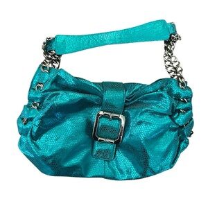 Stylish Metallic Teal Chain Strap Women's Bag